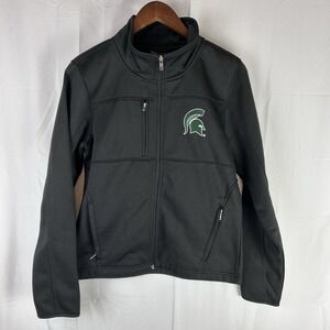 Michigan State Spartans Women's Large Full‎ Zip Soft Shell Jacket Black